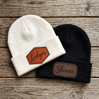 Bonnet d'hiver tricoté personnalisé de marque OEM en gros, avec logo en cuir de haute qualité, bonnet décontracté chaud