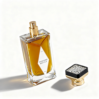 Flacon de parfum rectangulaire en verre de luxe sur mesure, nouveau design, unique, 100 ml, vente en gros avec bouchon