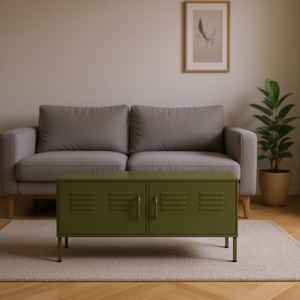 Meuble TV en acier vert olive 41,3x13,8x19,7 pouces, style industriel moderne, meuble de rangement pour salon - Product Image 2