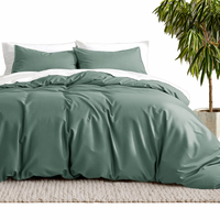 Ensemble de literie en bambou pur certifié OEKO-TEX 300TC, 4 pièces, housse de couette tissée, naturelle, antibactérienne, douce pour la peau, literie pour la maison