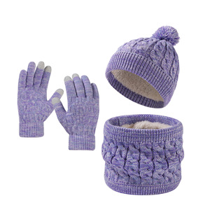 FF3223 Garçons Filles Toddler Enfants Chaud Tricoté Hiver Chapeau et Gants Écharpe Ensembles Polaire Doublé Enfants <span class=keywords><strong>Bonnet</strong></span> Gants Écharpe Ensemble - Product Image 4
