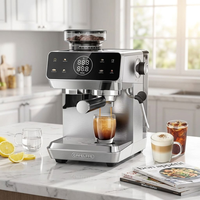 Cafetera Espresso Todo en Uno de Acero Inoxidable, Semiautomática, con Pantalla Táctil Inteligente, 20 Bares, con Sistema de Agua Caliente para Uso Doméstico y Hotelero