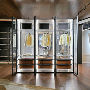 Armoire de chambre à coucher moderne de luxe personnalisée en métal, aluminium et verre avec éclairage LED, design minimaliste, vitrine - Product Image 2