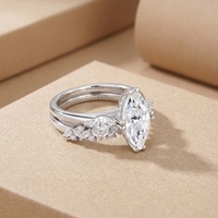 Anillos Apilables de Lujo Ligero para Mujer, Plata 925, Joyería Fina de Compromiso, Moissanita Completa de 3ct, Corte Marquesa 7*14mm, para Boda