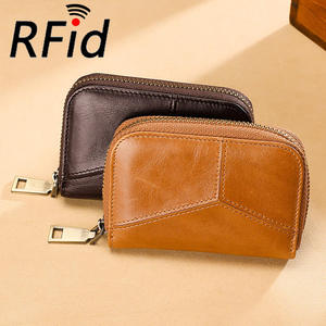 Portefeuille court RFID bloquant les signes de carte Andong pour hommes et femmes, en cuir de vache véritable, style rétro, porte-monnaie, porte-cartes, petit portefeuille - Product Image 2