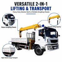 Grue montée sur camion de 7 tonnes, flèche à 4 sections, hauteur de levage maximale 14,7 m, flèche personnalisable, livraison directe d'usine