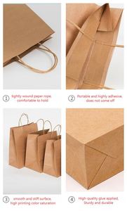 Bolsa Comercial de Papel Kraft Reciclable con Asa Larga, Portátil, para Envasado de Regalos y Venta al por Menor, Personalizable - Product Image 4
