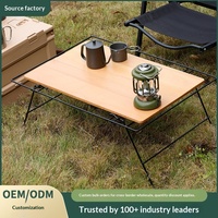 Table de camping pliable d'extérieur en bois et fer, portable, pour pique-nique, barbecue, mobilier d'extérieur