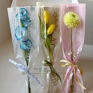 Sac d'emballage en plastique tendance pour fleurs, bouquet unique et boîte complète, vente en gros, tube droit pour emballage de fleur unique - Product Image 3