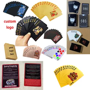 Cartões de poker impressão personalizada jogo de cartas personalizar a frente e verso de todas as cartas e a caixa dos cartões 32pcs preto