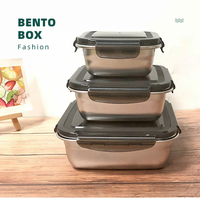 Rectangle étanche Durable 400/750/1200ml acier inoxydable bento boîte à déjeuner ensemble avec couvercles de verrouillage