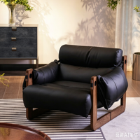 Chaise longue individuelle en bois massif et cuir ciré antique, pour la maison, la chambre ou comme fauteuil de loisirs