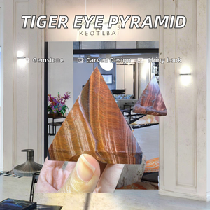 Vente en gros de pyramides en cristal d'œil de tigre doré naturel poli de 50 mm pour la décoration spirituelle de la maison et le feng shui - Product Image 2