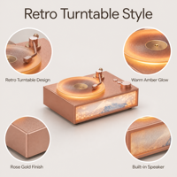 Speaker Lampu Malam Bluetooth 5.3 Retro Vinyl, Lampu LED Aromaterapi, Audio Nirkabel, Dekorasi untuk Kamar Tidur dan Kamar Bayi