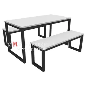 Student Dining Hall Dining Room Fuinitire Strong Four Seats Bench Set of Dining Table and Chair Usage in Schools