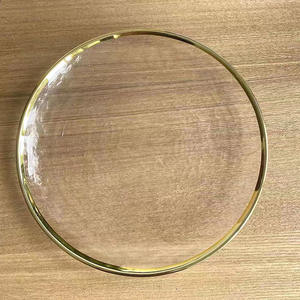 Platos de presentación redondos minimalistas de vidrio con borde dorado 2024 para eventos, bodas, camping y fiestas - Product Image 4