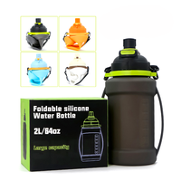 Gobelet pliable de qualité alimentaire de grande capacité 2L pour l'extérieur, tasse pliable en Tritan, isolation thermique 12-24 heures, compatible lave-vaisselle