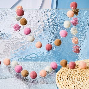Ghirlanda di feltro di lana color <span class=keywords><strong>pompon</strong></span> clip fatta a mano 6.5 piedi lunga 24 sfere ghirlanda di feltro per la decorazione dell'albero di natale da parete - Product Image 6