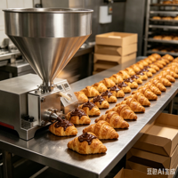 Nouvelle machine à garnir les croissants avec injecteur de pâte pour garnitures aux fruits et aux œufs, contrôlée par PLC