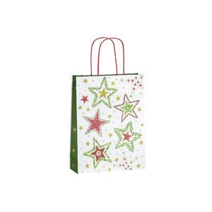 Paquete de 10 Bolsas de Regalo Navideñas con Diseño de Estrella, Bolsas de Papel Decorativas con Asas Rojas para Regalos de Navidad - Product Image 1