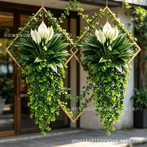 ดอกลิลลี่ประดิษฐ์แบบแขวนตกแต่งเพดานงานแต่งงาน รูปทรงเกลียวสีเขียว - Product Image 3