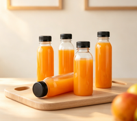 Bouteilles de boisson transparentes jetables personnalisées de 350 ml en PET de qualité alimentaire avec bouchon à vis, marque Junpai, sérigraphiées pour jus et bière