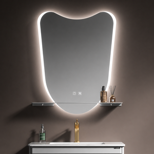 Ensemble <span class=keywords><strong>de</strong></span> meubles <span class=keywords><strong>de</strong></span> salle <span class=keywords><strong>de</strong></span> bain contemporains avec miroir décoratif élégant doté d'un éclairage à fonction mémoire et d'un étagère <span class=keywords><strong>de</strong></span> présentation - Product Image 2