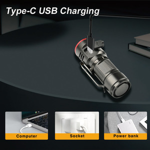 Công suất cao 1000 Lumens <span class=keywords><strong>USB</strong></span> Type-C <span class=keywords><strong>LED</strong></span> Đèn Pin 1100mAh 18350 lithium có thể sạc lại với đầu điều chỉnh cho mục đích chiến thuật - Product Image 2