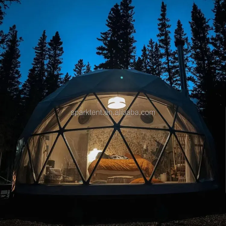 Su geçirmez prefabrik ev tatil otel ev 6m kubbeli çadırlar kış Igloo glageo Geo kubbeler