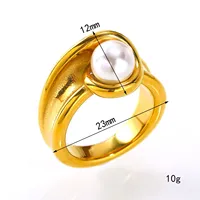 Bague en acier inoxydable poli épaisse, avec nœud torsadé et fausse perle, bijou tendance pour femme au quotidien