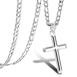 Silber Schwarz Gold Edelstahl <span class=keywords><strong>Plain</strong></span> Cross Anhänger Halskette für Männer American Flag Cross Halskette Box Chain mit Bibel vers - Product Image 3