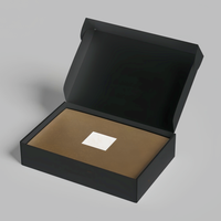Boîte cadeau en carton kraft noir avec laminage brillant, emballage écologique pour cosmétiques, fabriqué à partir de carton ondulé recyclé, forme personnalisée