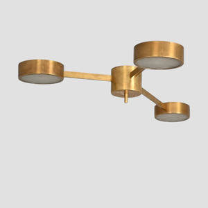 Lustre suspendu Sputnik MCM rond à 3 lumières en laiton, style Mid-Century Modern, fait main - Product Image 1