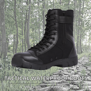 Botas Tácticas de Combate para Exteriores, Impermeables, Ligeras, con Correa de Hebilla y Suela de Goma, Color Negro - Product Image 2