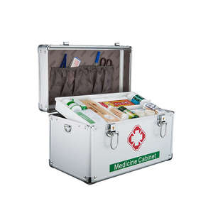 Wedacraftz botiquín de primeros auxilios de aluminio de 10/12/14/16 pulgadas, botiquín de medicina para el hogar con suministros de emergencia - Product Image 1