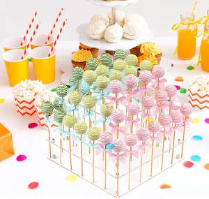 カスタマイズ可能な3段アクリル/高級ディスプレイスタンド（カップケーキ、デザート、キャンディー用）- 結婚式やベビーシャワー向けのモダンな小売促進品 - Product Image 3