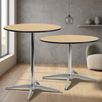 Table de bar ronde moderne avec plateau en bois et base trépied en métal pour usage domestique ou commercial