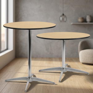 Modern Round Wooden 2-Seater Cocktail <b>Table</b> for Home <b>Bar</b> and Outdoor Use - Product Image 2