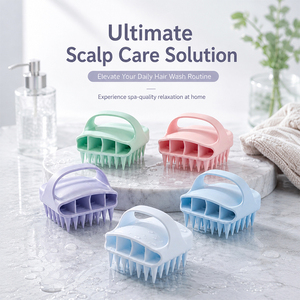 Brosse à cheveux en silicone à manche creux pour le lavage des cheveux. Peigne de massage en silicone à double usage, pour utilisation sèche et humide. Brosse à cheveux pour le soin du cuir chevelu. - Product Image 1