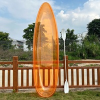 Kayak individuel transparent en PC Orange Coucher de Soleil 336cm 8mm, en polycarbonate vierge Bayer haute résistance, avec pagaie, pour lac, mer, location, CE ISO