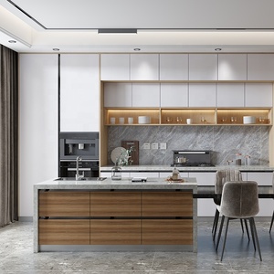 Fábrica de Gabinetes de Madera Benovo, Estilo Americano, Gabinete de Cocina Clásico Shaker de Madera Sólida Moderna Personalizada con Diseño de Isla - Product Image 1
