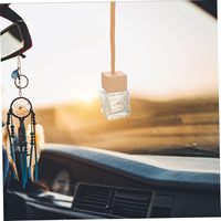 Diffuseur de parfum pour voiture en verre suspendu de 8 ml avec bouchon couronne, liquide aromatique, transparent, design en bois sérigraphié