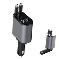 NOUVEAU Chargeur de voiture rapide 4 en 1 USB rétractable 120W Affichage numérique LED Type C PD Chargeur de voiture Direction Chargeur réglable