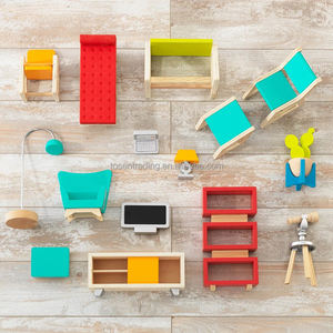 Maison de poupée en bois grande taille pour enfants avec accessoires, modèle de chambre et meubles, jouets pour enfants, jeu à quatre côtés - Product Image 6