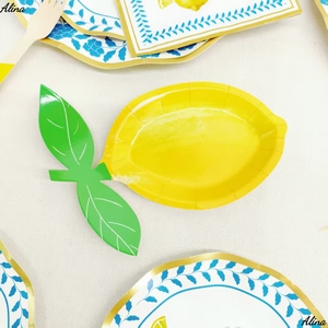 DAMAI Summer Fruit Lemon Party Supplies Kids Party Event <b>Disposable</b> Plates 8 INCH 10 INCH <b>Tableware</b> Paper Napkins Cups Plates - Product Image 5