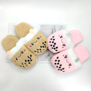 Chausson super doux en peluche Boba thé au lait chaussons peluche perle bulle émotionnelle antidérapante maison Boba en peluche