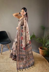 Nueva Colección de Saris de Seda de Algodón Puro con Elegantes Estampados, Sari para Mujer, Sari Nupcial, Disponible en Grandes Cantidades desde India - Product Image 3