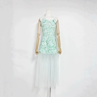 Robe longue sans bretelles pour femme, avec appliques florales en maille, élégante, décontractée, pour les occasions spéciales et quotidiennes, robes décontractées