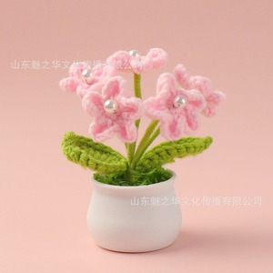 Vasos de simulação falsos feitos à mão para decoração, flores artificiais de tecido, fio de lã eterno, flores de malha, esqueça-me - Product Image 6