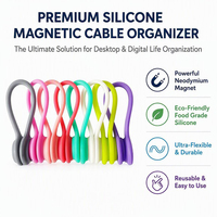 Attaches-câbles magnétiques à clip, aimant puissant, gestion des câbles de données sur le bureau, attache en silicone souple, enrouleur de câbles magnétique